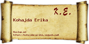 Kohajda Erika névjegykártya